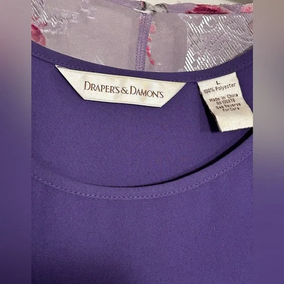 WOMENS LARGE 4 PIECE DRAPER'S & DAMON'S PURPLE BLOUSES & PANTS PANT SET OUTFIT - Picture 3 of 13